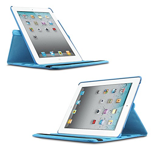 iPad 2 3 4 Hülle,Infiland PU Ledertasche lederhülle 360°Drehbarer Stand Smart Cover Case Schutzhülle Tasche Etui für Apple iPad 2,iPad 3, iPad 4(mit Auto Schlaf / Wach Funktion)(Hellblau) - 3
