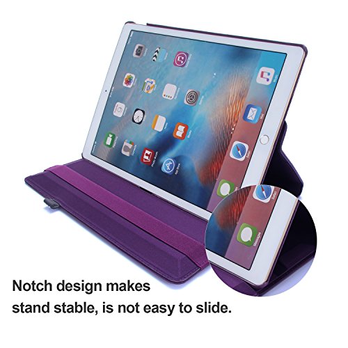 iPad Air 2 Hülle, RC iPad Air 2 / iPad 6 360 drehende Smart Hülle PU Leder Abdeckung Gehäusedeckel für Apple iPad Air 2 Sleep / Wake (Lila) - 6