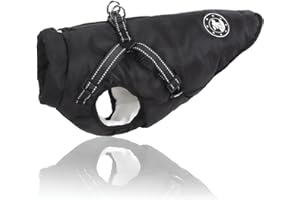 LUOWAN Cappotti per cani impermeabili con imbracatura Vestiti per cani caldi e confortevoli Lavabili in lavatrice Design a strisce riflettenti Resistente anello a D da mettere e togliere comodamente