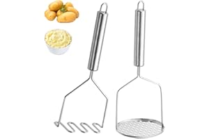 RUTBUE 2 Pieces Potato Masher Tool,Stainless Steel Potato Ricer, Kitchen Potato Ricer,Kitchen Potato Masher Stainless Steel,for Smooth Cream Mashed Potatoes Puree,Vegetable,Fruit(2 Styles)