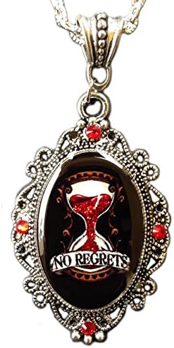 Alkemie "No Regrets" Hourglass with Sparkles Tattoo-style Cameo Pendant Necklace