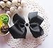 PrettyBoutique 5 Inches Girls Large Rhinestone Grosgrain Hair Bow Alligator Clip (Black)