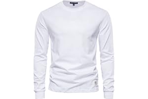 GENERIC Chemise Homme, T-Shirt à Manches Longues Basic en Coton Col Rond Fine Côte, Manches Longues Relaxed Fit Pull Couleur Unie Sweat Homme sans Capuche Pull Homme