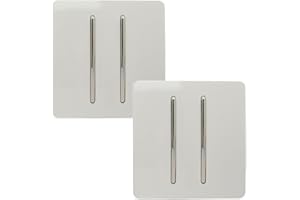 TRENDI SWITCH Trendi 2 Gang 2 Way Artistic Modern 10 Amp Rocker Light Switch Ice White (Pack 2)