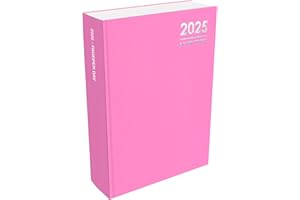 STAR ONLINE 2025 A4 2 Pages Per Day Diary 80gsm FSC Paper - Home Office Desk Planner/Organiser Hardback Pastel Cover With Silver Foil Text (Pastel Pink)