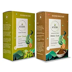 Naturenna Combo of Natural Shikakai and Amla Powder for Hair Cleansing & Conditioning/ Hair & Skin Care (Pack of 2, 150 gm Each) - 300 gm