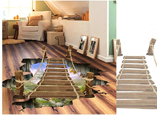 Saingace Wandaufkleber Wandtattoo Wandsticker,3D-Brücken-Fußboden-Wand-Aufkleber-entfernbares Wandabziehbild-Vinylkunst-Wohnzimmer - 7