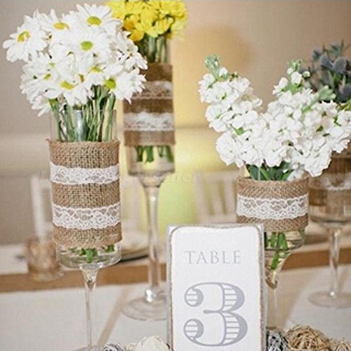 IBuyi Vintage Blumenspitze der Rollenspule Stoff 15cmx22m (6“x 24Y), Tutu Tüll Blumen Net Tischläufer Spitze / Stuhl-Schärpe für Hochzeit Festival-Ereignis – Romantic Moment Tischdekoration (Rosa) - 5