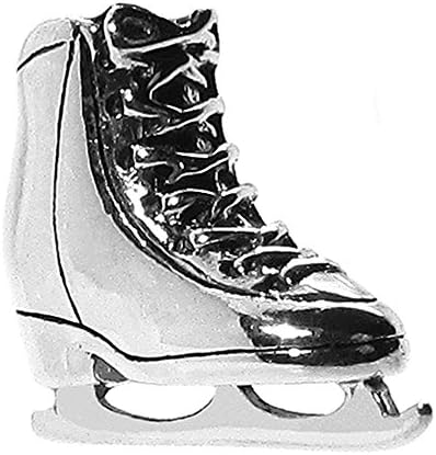 1.5g Solid .925 Sterling Silver 3D Oxidised Ice Skating Boot Charm Pendant