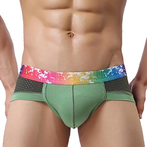 SetMei Hot Mens Sexy Cotton Underwear shorts men boxers underpants Soft Briefs (XL, Green)