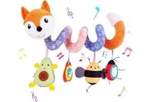 Jinchelle Kinderwagen Spielzeug, Baby Spirale Hängen Spielzeug mit BB-Schrei, Bett hängen Spielzeug, Activity Spirale für Kinderwagen Bett Babyschale ab 0 + Monaten (Orange)