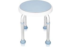 Herrselsam Sgabello da doccia girevole a 360°, con supporto regolabile in altezza, antiscivolo, portata fino a 136 kg