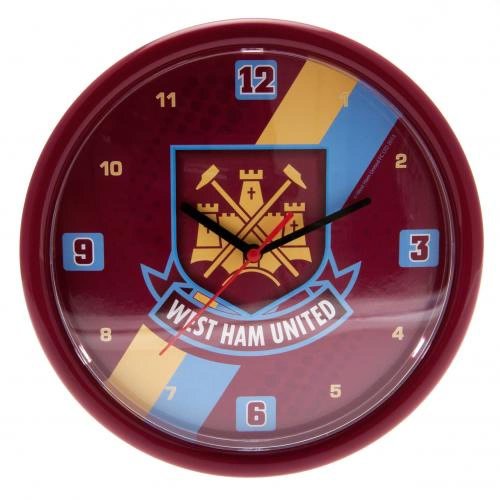 West Ham United FC Official Football Gift Wall Clock - A Great Christmas / Birthday Gift Idea For Men And Boys