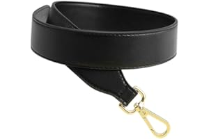 SANTIMON Sangle d'épaule en Simili Cuir Bandoulière Remplacement Anse de Sac Femmes Lanière Chaîne Épaule pour Sac à Main Pochette avec Métal Boucles (Noir)