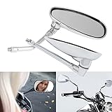 Espejo de color: cromo Vize 10 mm retrovisores laterales espejo trasera universal para Honda Kawasaki Suzuki BMW KTM Truimph Hyosung Chopper Street Sport Bike diseño plata