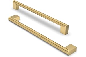 FURNIWARE Uchwyty meblowe, 10 sztuk, 256 mm, odstęp między otworami ze stali nierdzewnej, uchwyty meblowe, do szafy, kuchni, gabinetu, do drzwi łazienkowych, szafy na ubrania (mosiądz)