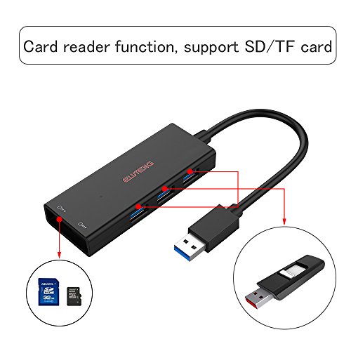 ELUTENG 3 Ports USB HUB mit Kartenleser Plug & Play USB3.0 Datenhub mit Cardreader für SD / Micro SD Karte - 3