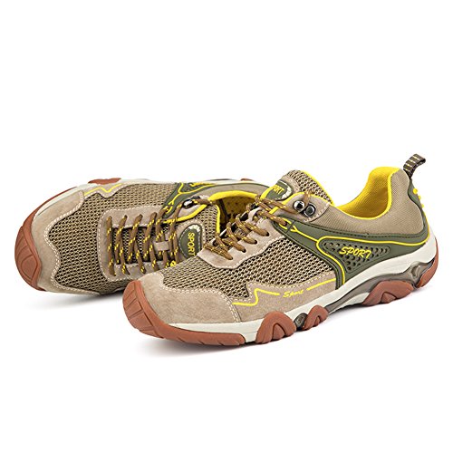 UBFen Herren Sportschuhe Trekking Wanderhalbschuhe Sneakers Outdoorschuhe Wanderschuhe Turnschuhe Casual Schuhe Atmungsaktives Mesh Braun Blau - 3