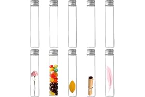JRYXDS 10 Pièces 30Ml De Fiole En Verre Transparente De Avec Couvercle En Aluminium, Tube A Essai Verre, Etc, Approprié À La Décoration De Laboratoires Scientifiques,Fleurs,Bonbons,Épices