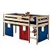 Produktbild IDIMEX Hochbett Spielbett für Kinder ERIK Kiefer massiv natur lackiert mit Vorhangset & Rollrost 90 x 200 cm (B x L)