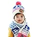 Wawoo®Baby Boys/Girls Winter Beanie Cap Childrens Warm Wool Knitting Hem Lined Fur Pom Pom Hat+ Scarf+ Mittens 3 in 1 Set for Kids 8-12M/1-2T/2-4T/4-8T