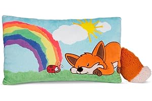 NICI Kissen Fuchs Fridalie 43 x 25 cm – rechteckiges Kuschelkissen aus weichem Plüsch, Dekokissen mit Fuchs, Marienkäfer und Regenbogen für Kinder & Erwachsene, 49163, tolle Geschenkidee, bunt
