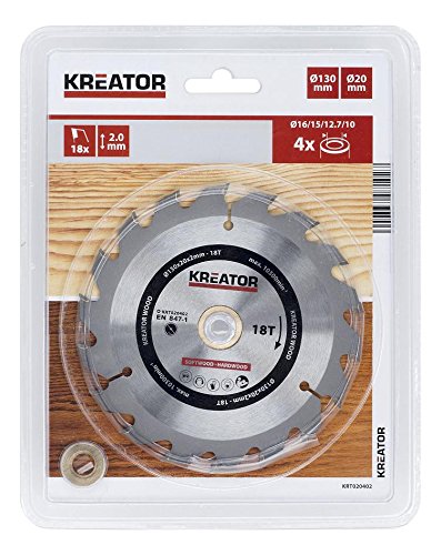 HSS Kreissägeblatt Ø 130 x 20 x 2 mm 18 Zähne Holzsägeblatt + 4 Reduzierringe - 2
