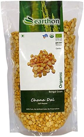 Earthon Organic Bengal Gram Split / Chana Dal 17.6 Ounce - USDA Certified