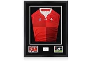 Alison Kingsgate 77.5×58.5CM Football Shirt Frame-3D Deep Box Sports, Photo & Display with Black Mount 42.5×49CM Shirt Window, Two 3.5×5” Photos & 4.5×7.5CM Name Plate-DIY Kit-Matte Black