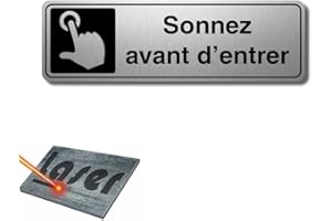 MYGOODPRICE Plaque Gravée Autocollante 13X4 cm Sonnez avant D'Entrer Fond Alu Brossé