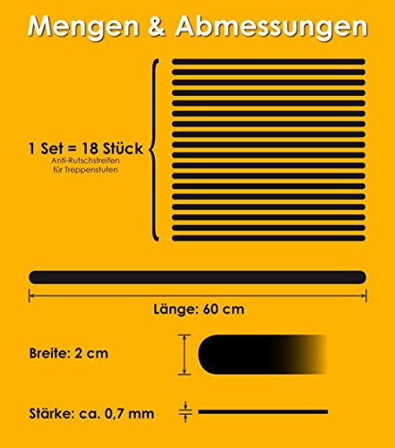 Anti Rutsch Streifen für Treppen und Stufen selbstklebend schwarz 18 Stück Antirutschstreifen Treppe - 2