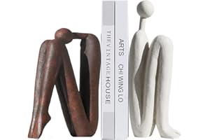 GLIMSDEER Dekorative Buchstützen für Schwere Bücher, Harzig Denker Skulptur Bücherstütze für Regale Deko, Bücherstützen, Moderne Bücherstützen Bücherregal Dekoration