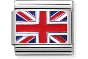 2Burned Italian Charm Flag for 9 mm Bracelets Stainless Steel