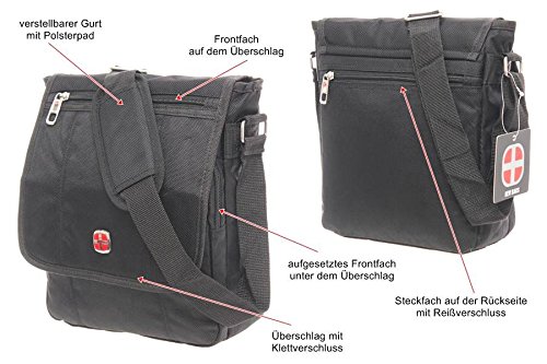 Schultertasche Citybag Flugbegleiter Ausweistasche Umh  ngetasche Business Messenger Bag Tasche Black NEU