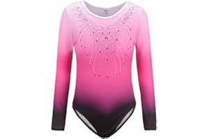 ESHOO Girls Sleeveless/Long Sleeve Gymnastics Sparkle Gradient Color Ballet Dance Leotards with Shining Diamond