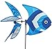 Produktbild Unbekannt Windrad / Windspiel -  Blauer Fisch  - Wetterfest - Windmühle Windräder - Windrichtungsanzeiger - für Außen Windspiele mit Spieß 140 cm - Maritim Fische Mee