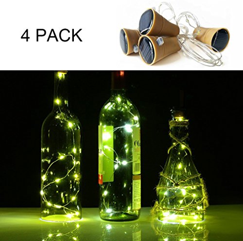 4 pcs Led Flasche, 10 LED Flaschen Lichterkette, Flasche Lampe Für Flasche DIY, Party, Wohnkultur, Hochzeit, Weihnachten und Halloween (Warmweiß)