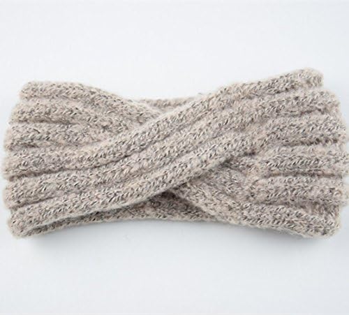 AXQWERST Autumn And Winter Hair Knitted With Cross Hair Barrette,Camel