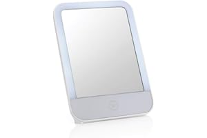 Auraglow Makeup Shaving Vanity Touch Screen LED Light Up Mirror, USB Rechargeable, Free Standing, Portable & Dimmable, Daylight White