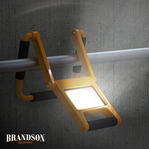 Brandson – LED Baustrahler mit AKKU im Slim-Design | einklappbare Arbeitsleuchte / Arbeitsscheinwerfer | LED Fluter | inkl. Standgestell und Tragegriff | 2 Dimmstufen (50% + 100%) | Lade-Indikator (rot/grün) | zusammenklappbar | 600 Lumen | Innen- und Außenbereich / IP44 (spritzwassergeschützt) | Energieklasse A+ - 6