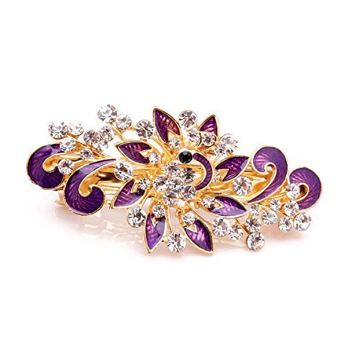 So Beauty - Pasador de pelo para mujer, diseño de pavo real, color morado