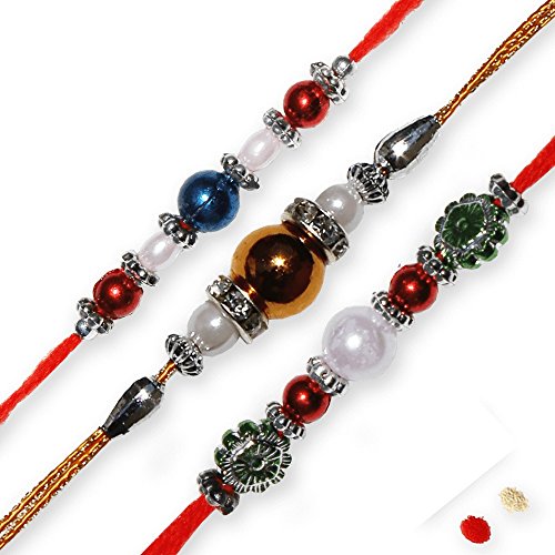 Madhur Set of 3 Elegant Moti Rakhis (Madhur3178)