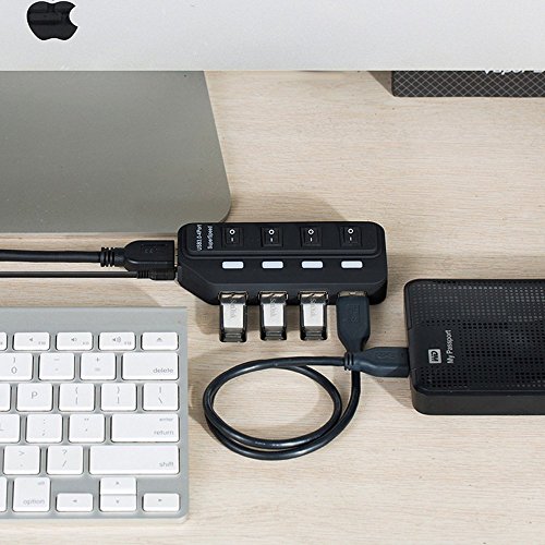 GOSCIEN Ultra Slim Extra Leicht 4-Port USB 3.0 Datenhub für Apple MacBook, MacBook Air, MacBook Pro, Mac Mini, iMac, MacPro, Windows Laptops und Ultrabooks, mit Power Schalter und LEDs - 6