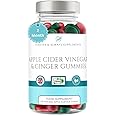 Apple Cider Vinegar Gummies with The Mother & Ginger x 120 (2 Month Supply), Each Vegan ACV Natural Apple Flavour Gummy Contains 500mg of Apple Cider Vinegar & 10mg of Ginger Extract per serv
