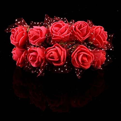 Lucky Will 144 Stück Klein Künstliche Rosen Blumen Kunstblumen Blumensträuße Hochzeits Deko rot