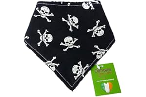 DIMPLES - SEW HAPPY Dimples Bandana pour Chien - Pirate Jolly Roger-Foulard pour Petits Chiens et Chats de Taille Moyenne et Grande - Bandana Chiot à la Main - Cadeau d'anniversaire pour propriétaire de Chien 25cm
