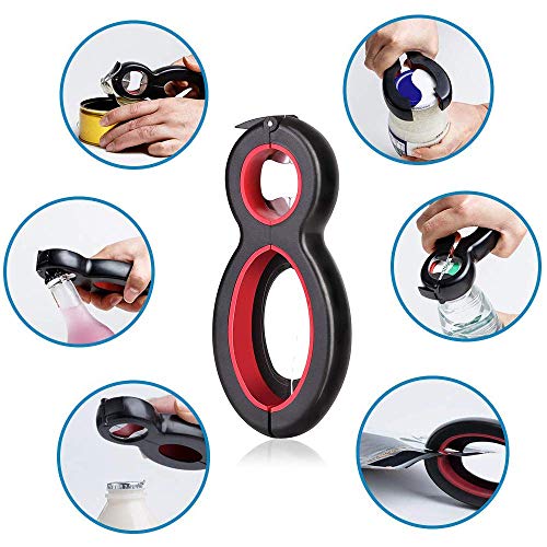 Ouvre-Boîte et Ouvre-Bouteille Ensembles, Ponangaga multifonctionnel Kitchen Tool à faible effort pour la main basse, l'arthrite, âgées, femmes (6 in 1)