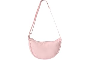 GoPaw Crescent Bag for Women, Nylon Half Moon Bags Women Crossbody Bag with Adjustable Strap, Solid Color Dumpling Bags Portable Crescent Purse for Daily Use