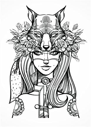 The Wolf Girl - Detailed Adult Colouring Poster - 900mm x 1160mm - Hobbies - Coloring - Art - Family Activity