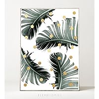 Kunstdruck / Bild PALM DOTS -ungerahmt- Palme, tropisch, Blatt, Punkte, Pflanze, Natur, abstrakt
